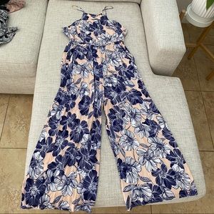 EUC Bardot Floral Pink Jumpsuit